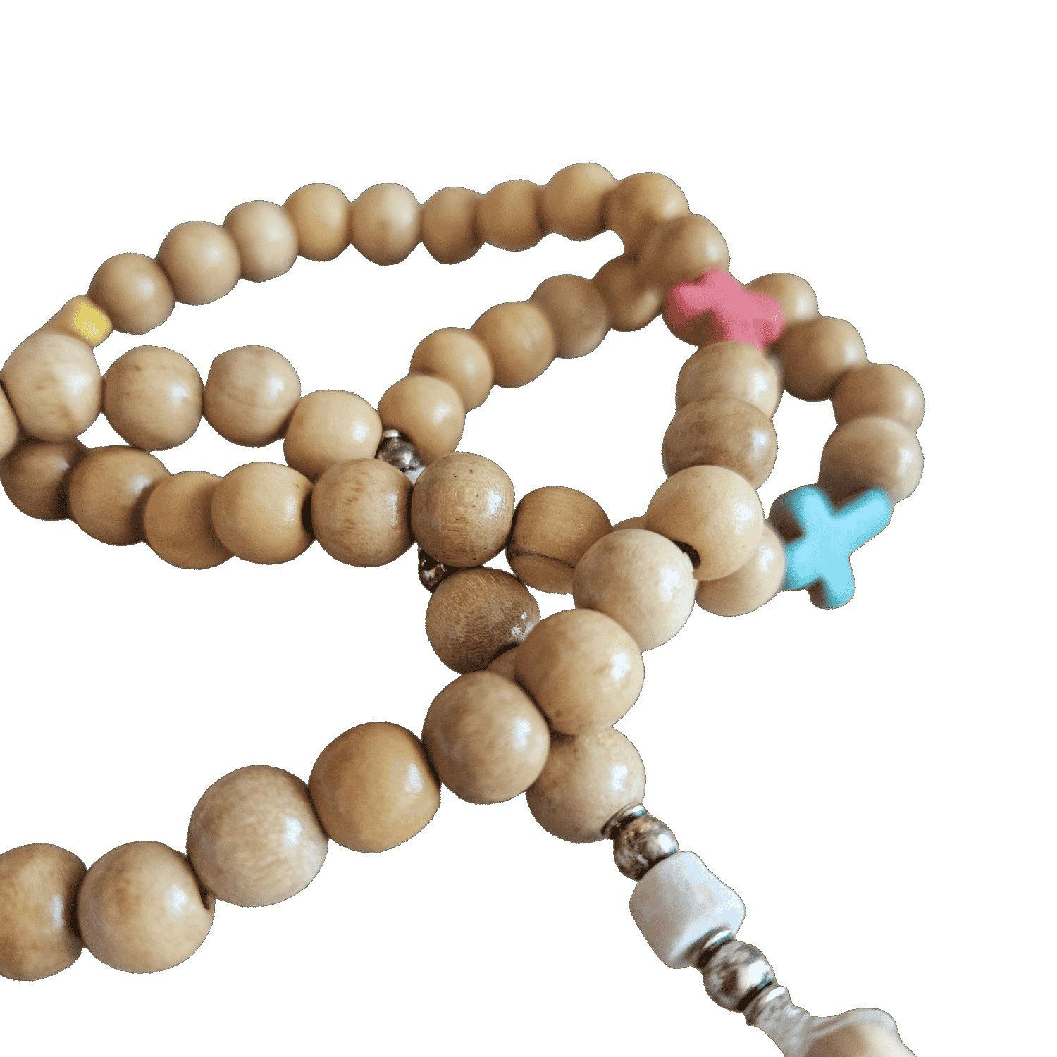 Chapelet en bois verni 55 perles – Croix en bois d’olivier
