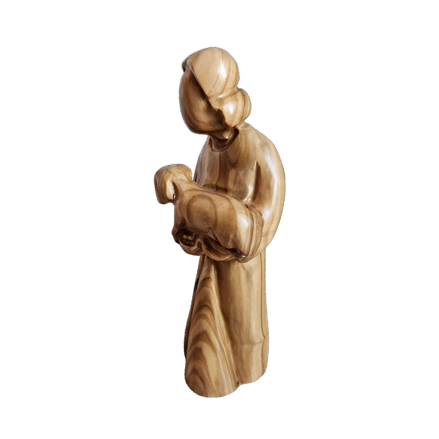Le Bon Pasteur en bois d’olivier de Bethléem – Sculpture artisanale