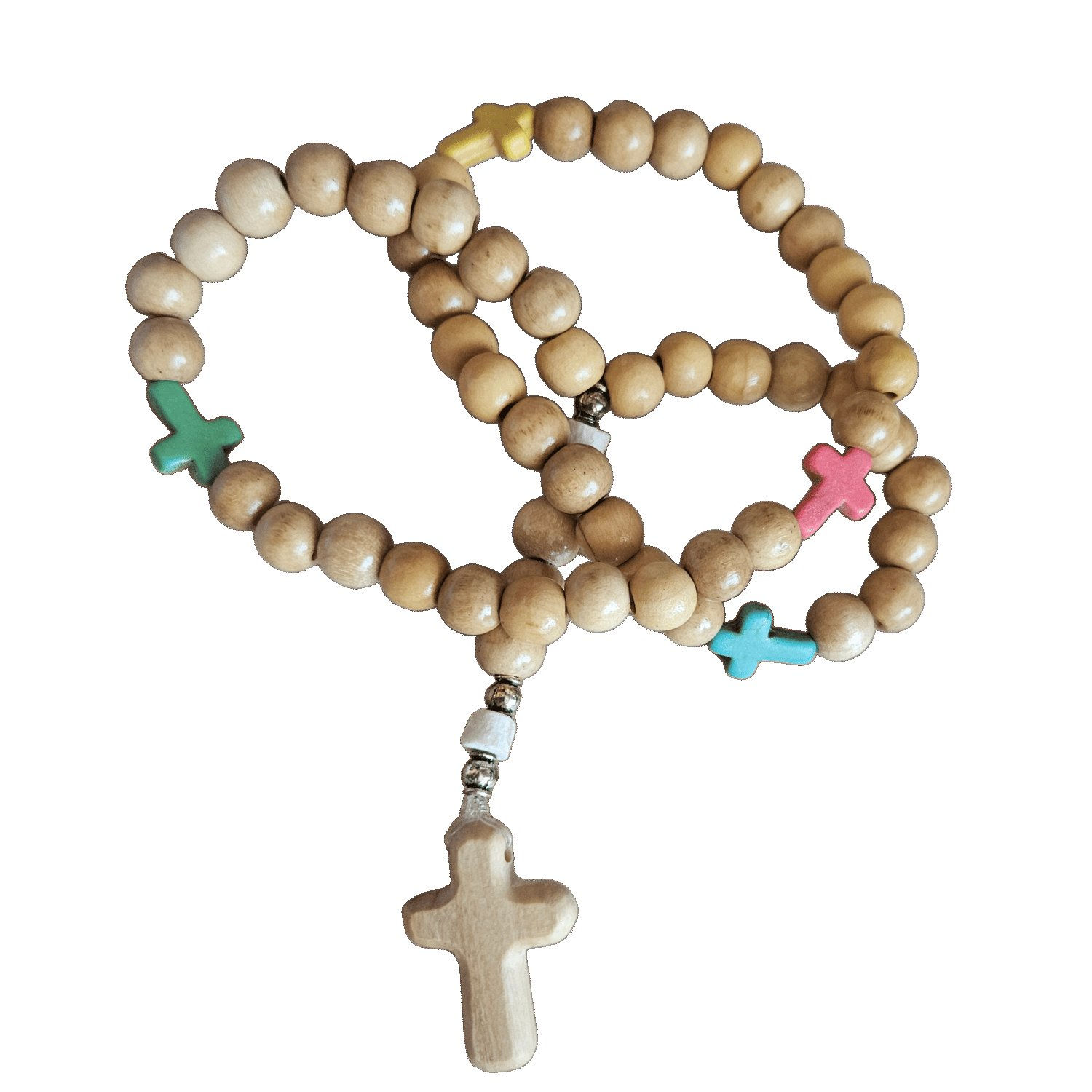 Chapelet en bois verni 55 perles – Croix en bois d’olivier