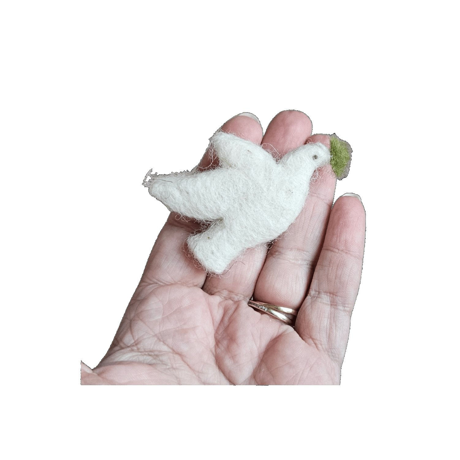 Broche colombe en laine feutrée de Bethléem - Dimanche matin X L’Arche