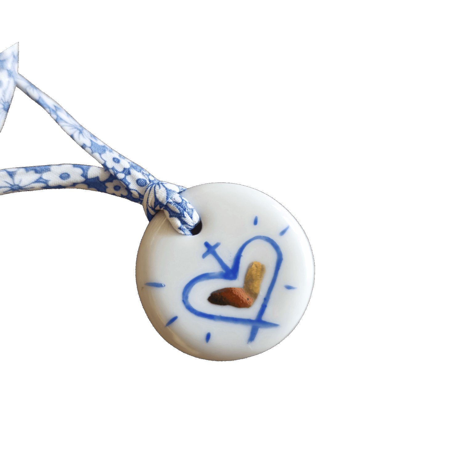 Collier liberty Cœur en porcelaine