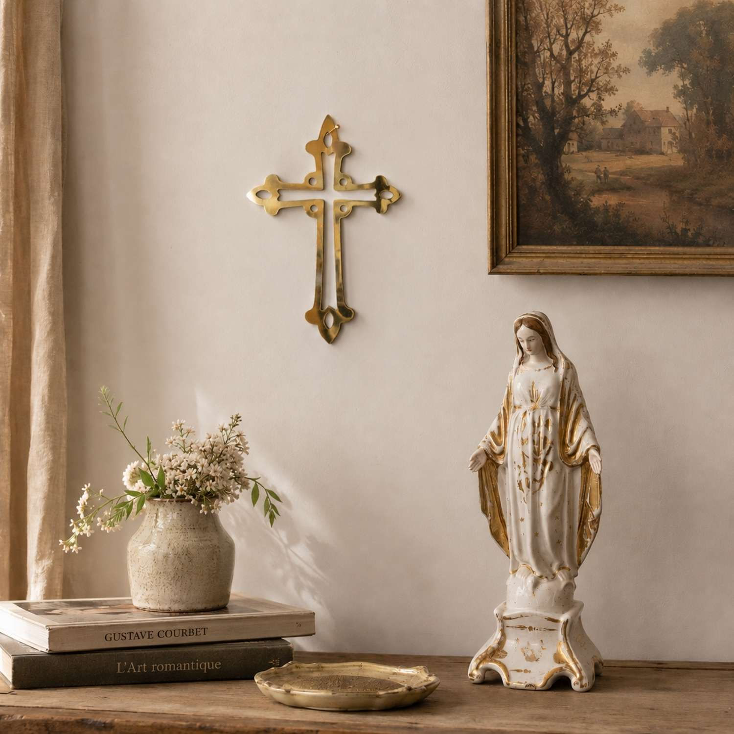 Croix d'inspiratin copte dorée de Terre Sainte – Décoration murale de Taybeh