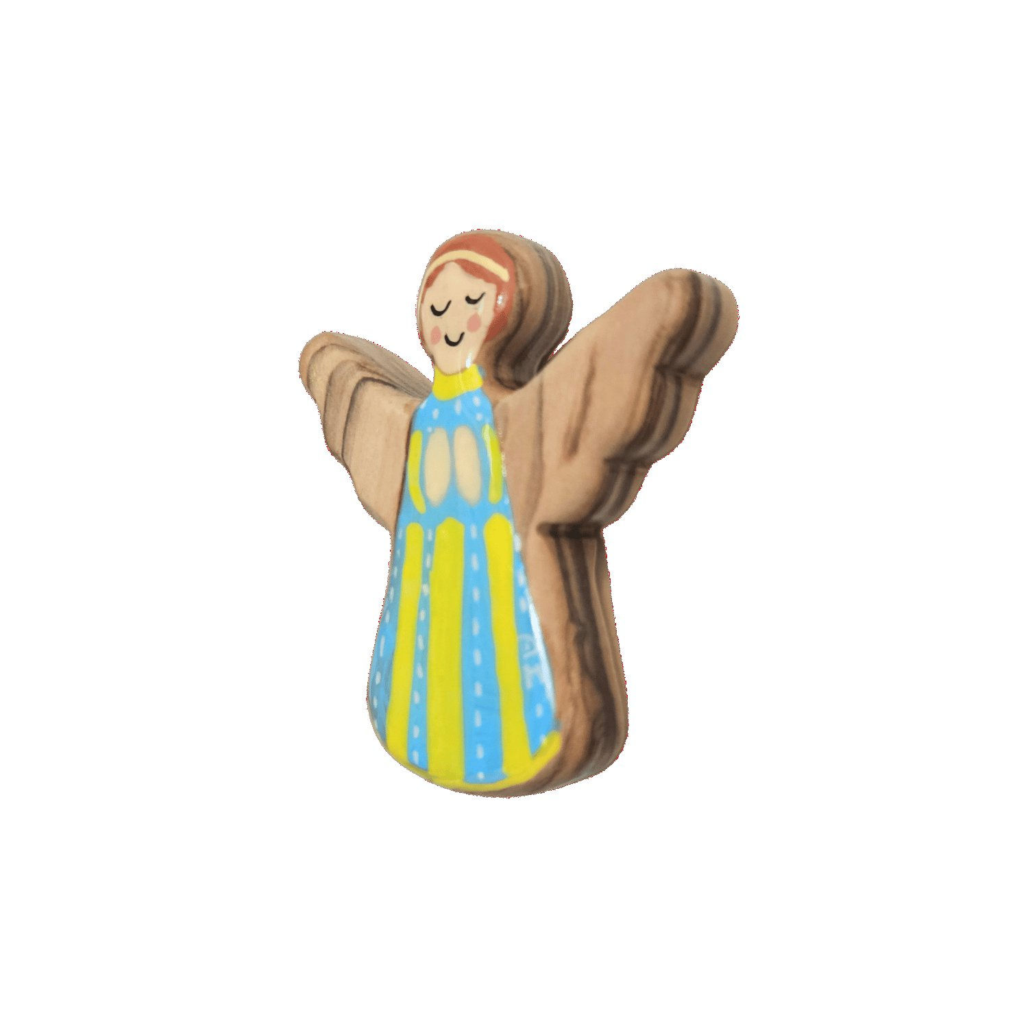 Aimant ange en bois d’olivier – Décoré et peint à la main