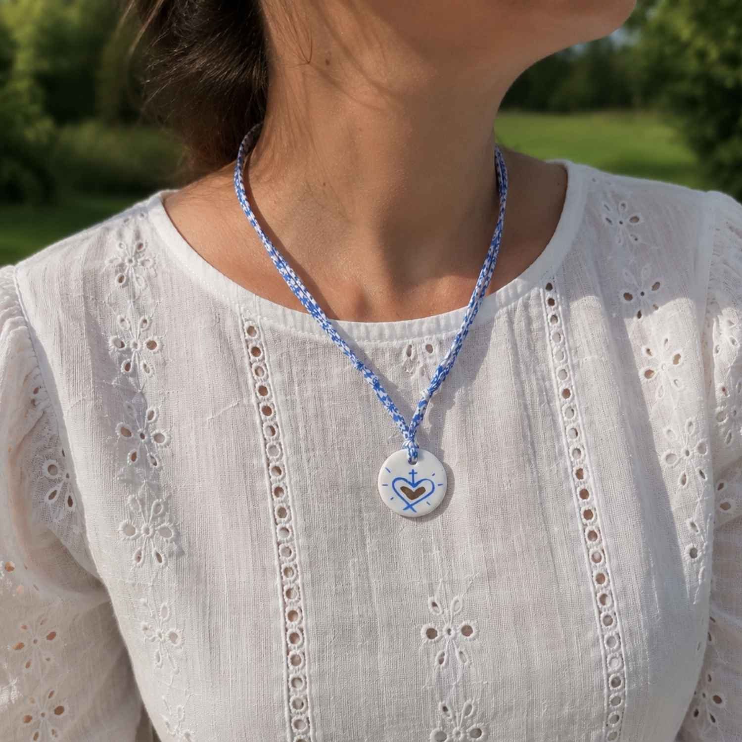 Collier liberty Cœur en porcelaine
