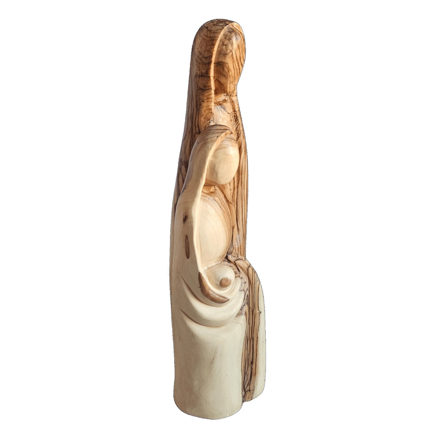 Sainte Famille stylisée en bois d’olivier – Sculpture de Bethléem