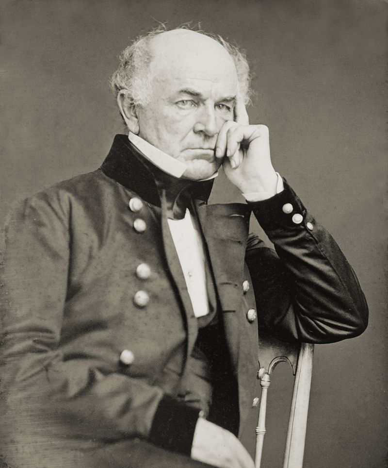 Portrait of Ethan Allen Hitchcock between 1851 and 1860. Hitchcock served as a faculty member at West Point at the time of the Eggnog Riot in 1826.