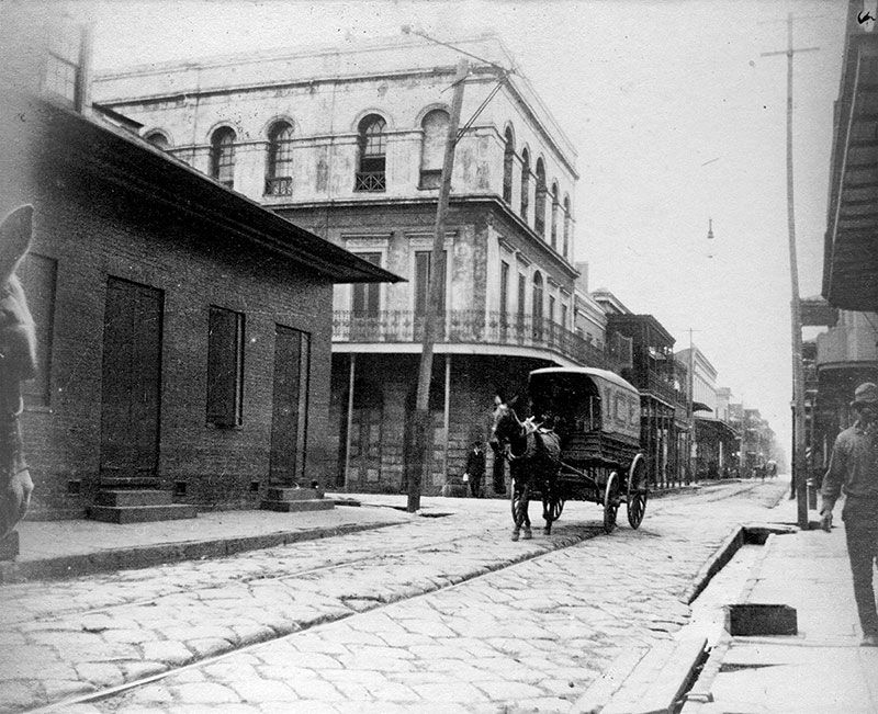 The Haunted House Corner of Royale and Hospital Streets, 1889 albumen (egg white protein). The Historic New Orleans Collection