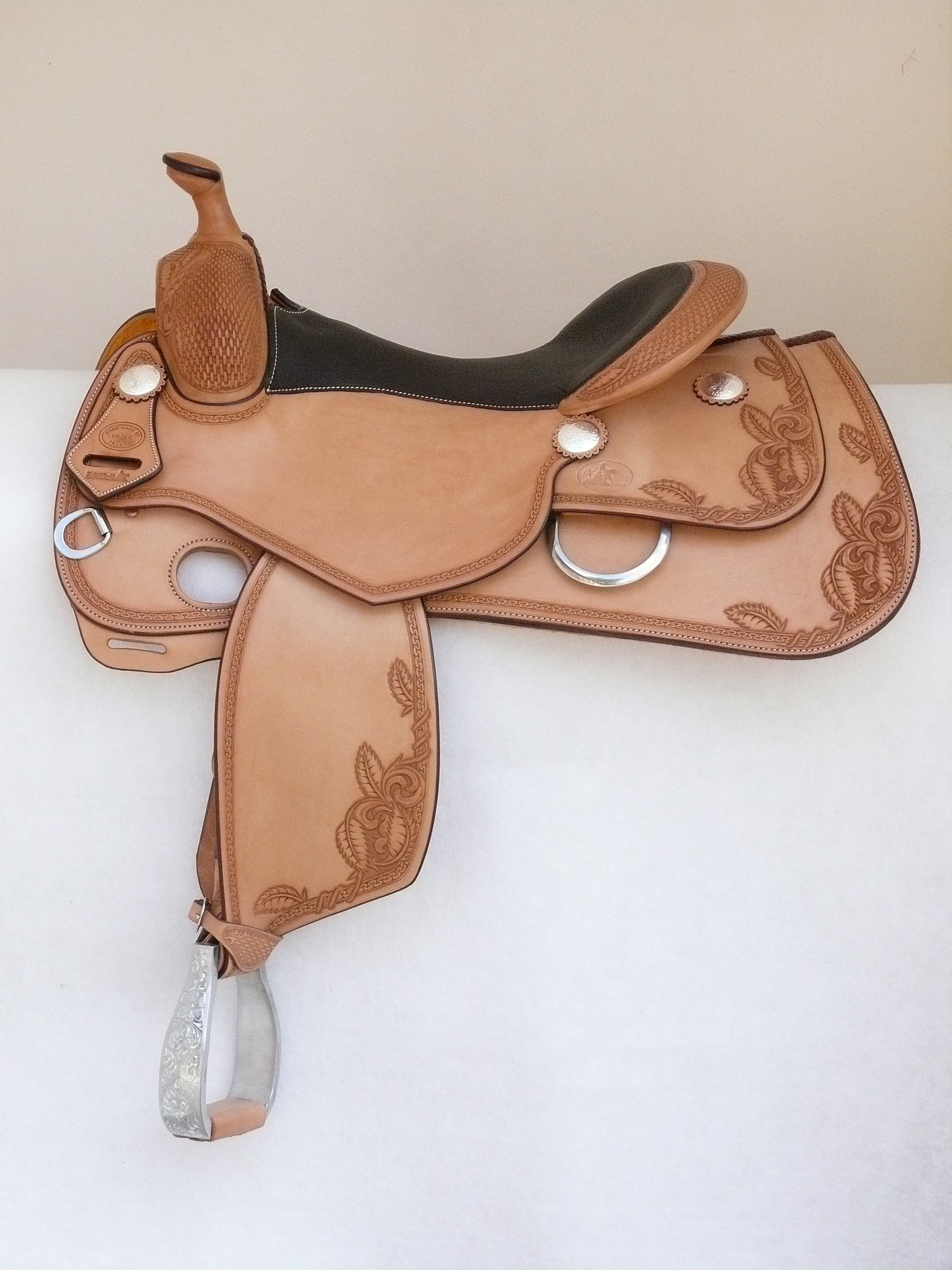 Selle Reining 15 Pouces - Cuir Marron - Fait Main - Traditionnelle