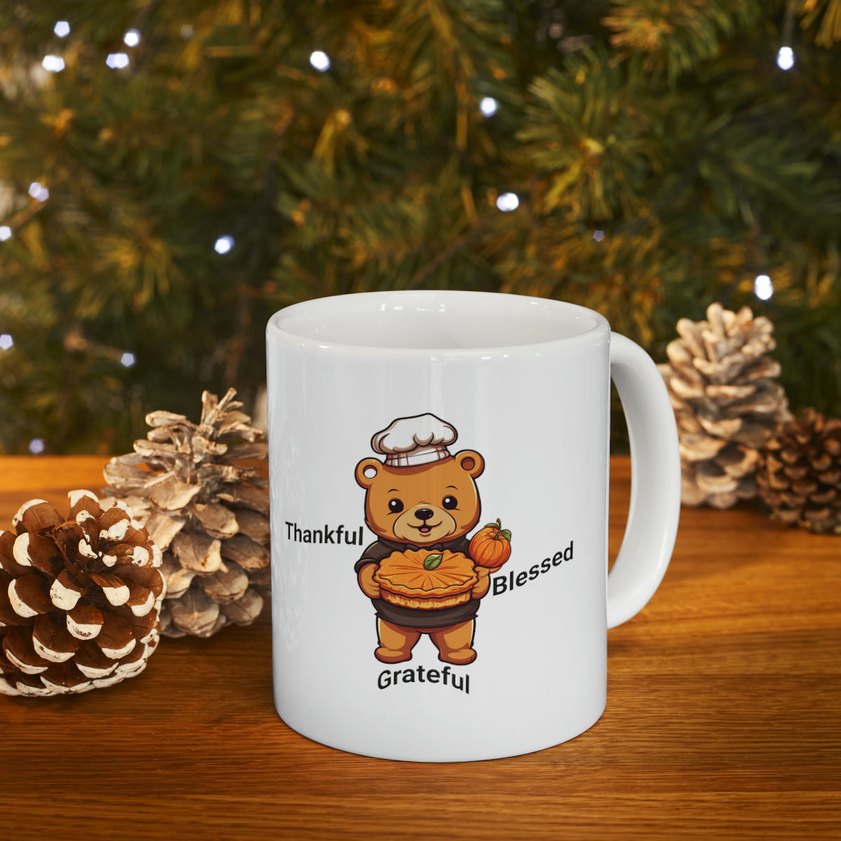 Ceramic Bear Thanksgiving Mug, 11oz