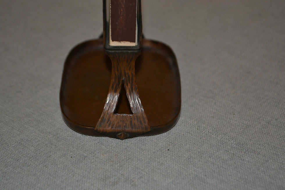 Thumbnail: Roycroft match holder , hammered copper and rivets