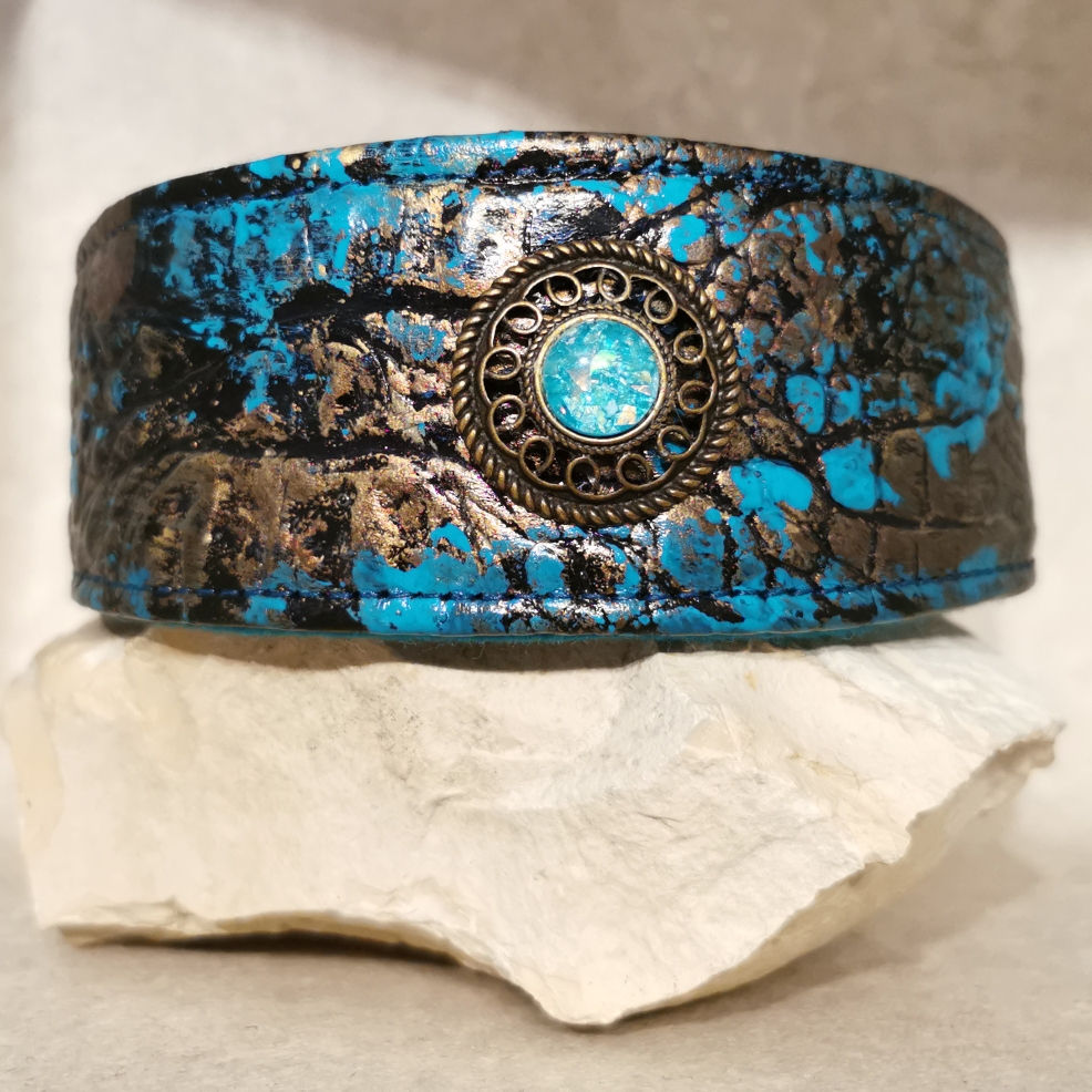 #3178/ HU 40 cm - zzgl. Kettenzugstopp - ARTIST Lederhalsung 