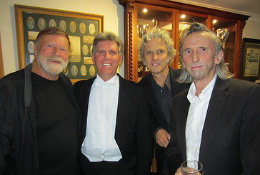 From left: Jack Thompson, Ian Spruce, Peter O'Doherty and Reg Mombassa - at the Sydney Flying Squadron Yacht Club Sydney