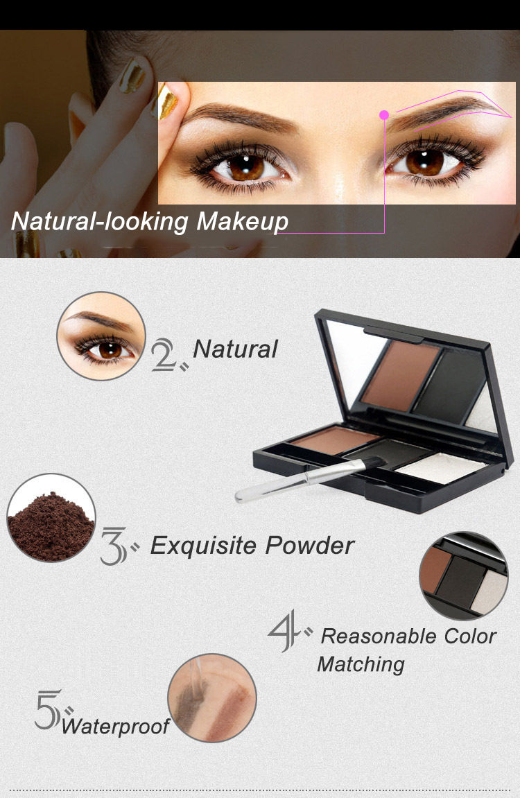 Thumbnail: 3 Color Eyebrow Powder Palette Cosmetic 3D Eye Brow Enhancer Professional Waterp