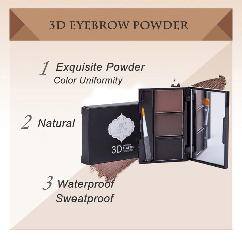 Thumbnail: 3 Color Eyebrow Powder Palette Cosmetic 3D Eye Brow Enhancer Professional Waterp