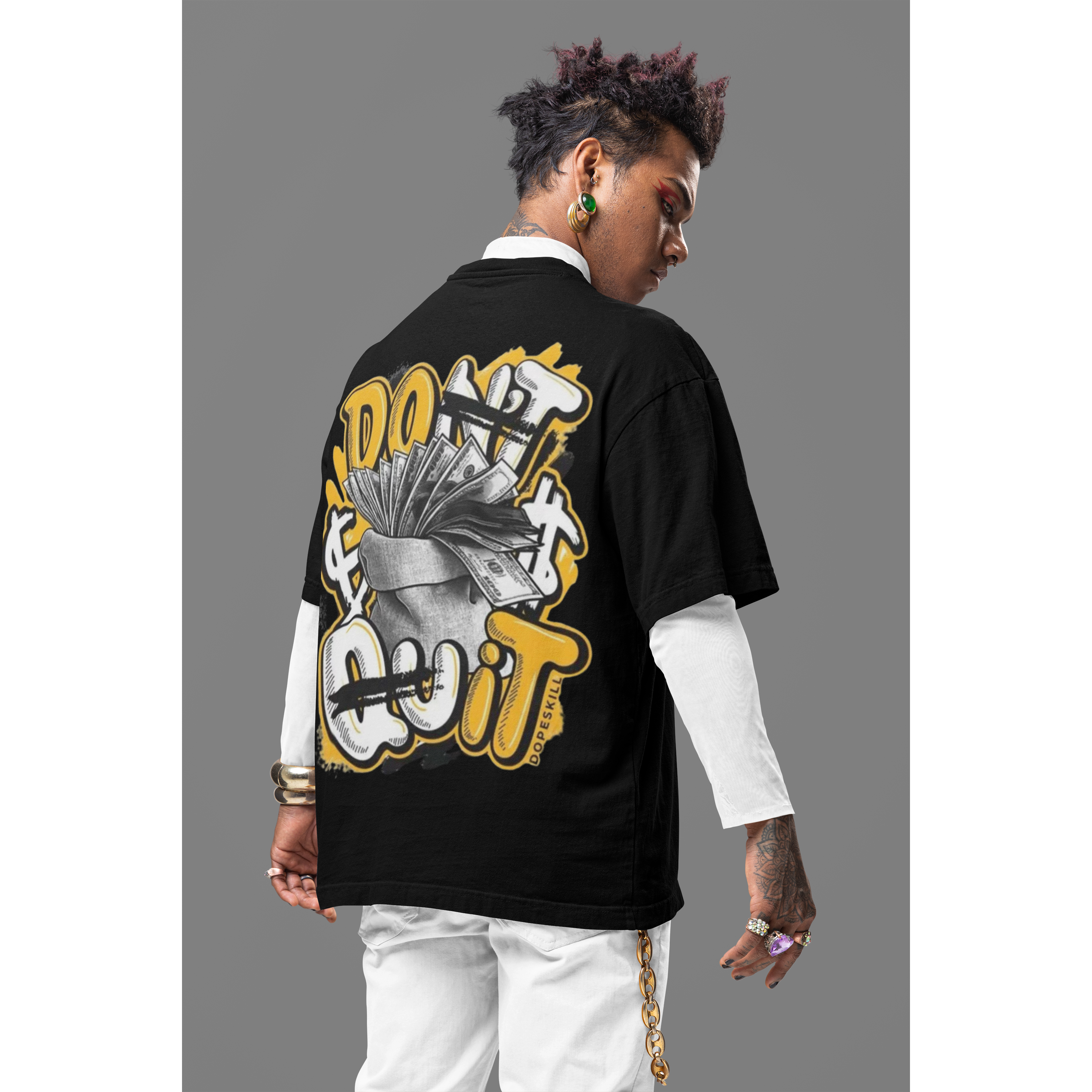 "Don't Quit" designed oversized tshirts