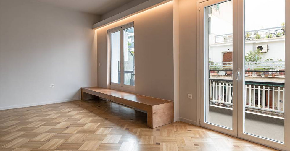 Open space living room with kitchen