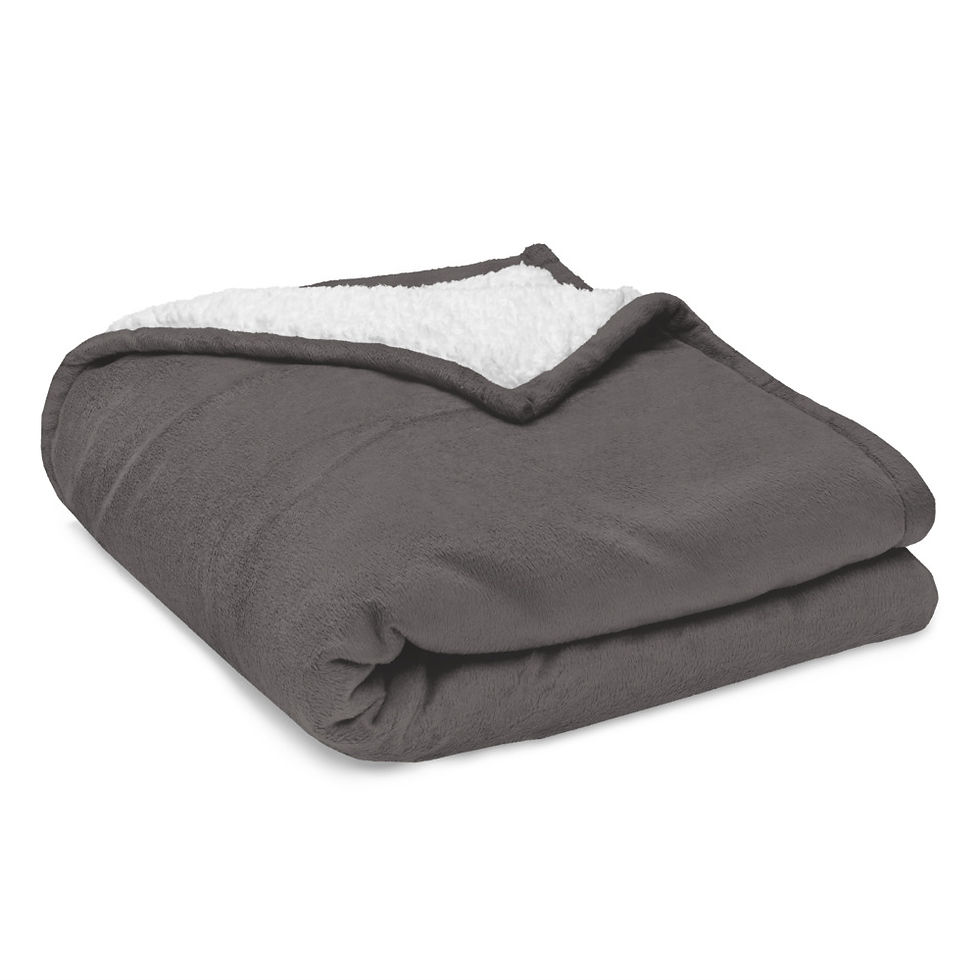 Thumbnail: Premium sherpa blanket Grey and Brown