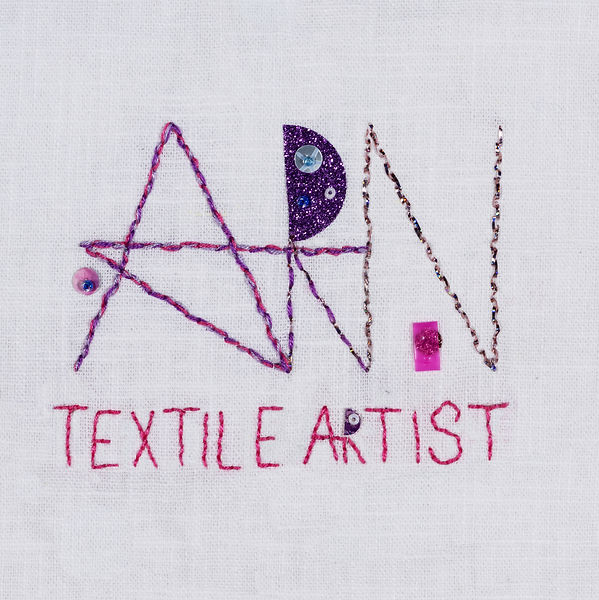hand embroidered logo for ARN Textile Artist