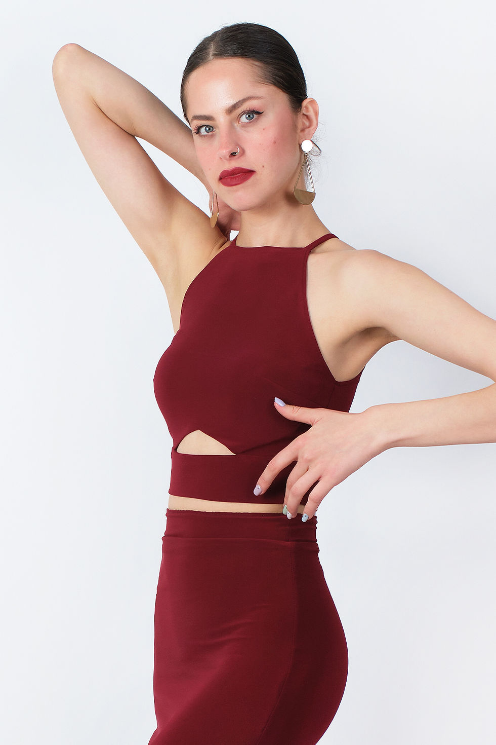 Miniaturbild: Sis'Three-Leopard & Burgundy Tango Skirt - Halter and Bridge Cut Top Tango Set