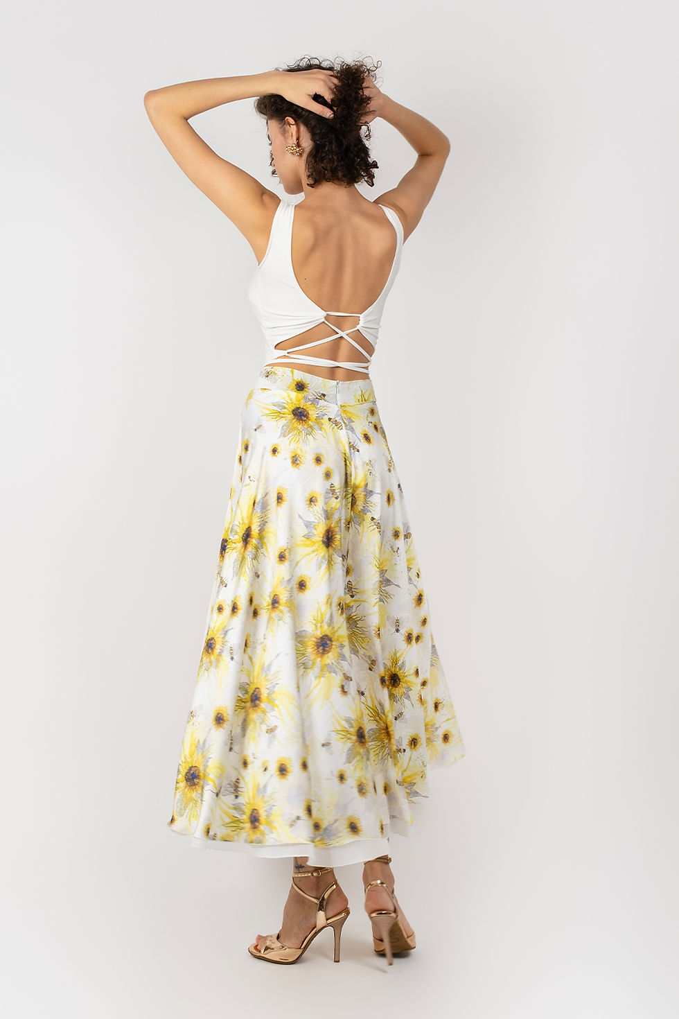 Miniaturbild: Hipnoz - Sunflowers Tango Skirt / Two Sleeve Ivy White Top