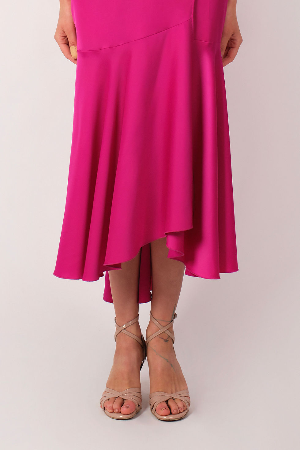 Thumbnail: Agus - Satin - Fuchsia Color Tango Skirt