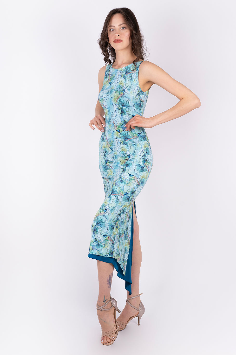 Thumbnail: Kibele - Humingbird Blue & Petrol Reversible Tango Dress