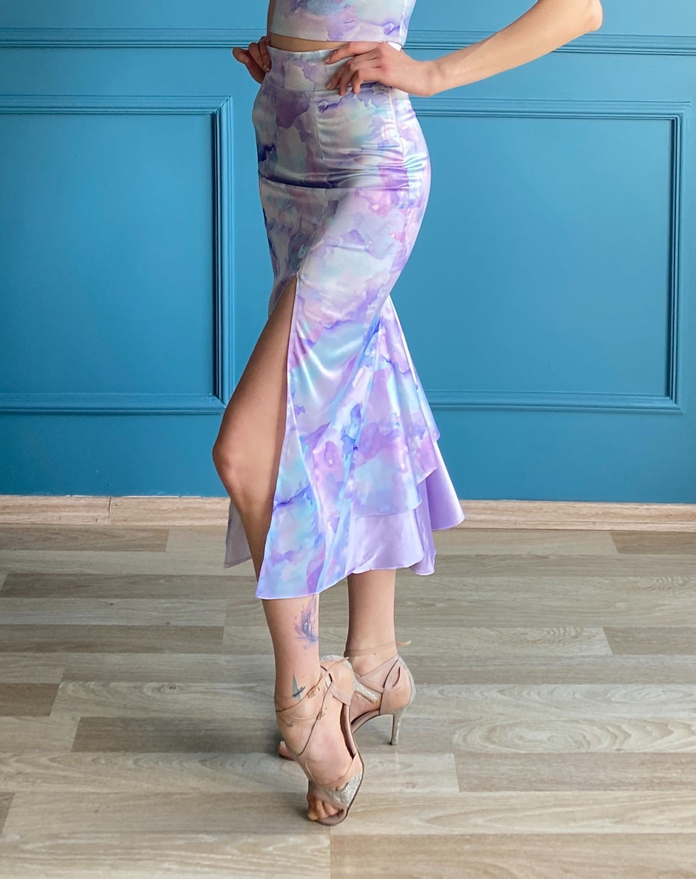 Thumbnail: Freya Watercolor Satin Tail Tango Sk?rt & Top Set