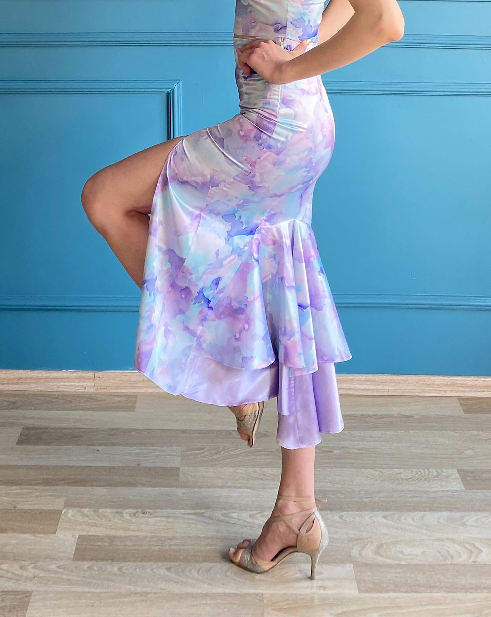 Thumbnail: Freya- Watercolor Satin Tail Tango Sk?rt