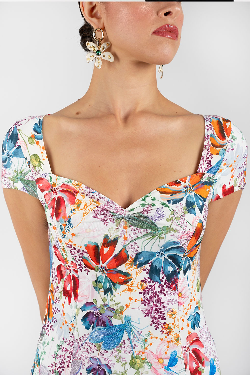 Thumbnail: Melpomene - White Dragonfly Pattern Tango Dress