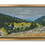 Thumbnail: Abstract of a valley lined in gold and green trees against rolling forested hills and a gray sky, set in a gold frame 