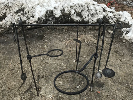 Fire irons for open pit cooking 
