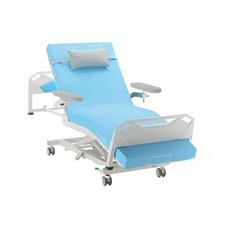 الصورة المصغرة: Fauteuil-lit électrique à 3 articulations, motorisé par 4 moteurs (buste, jambes, hauteur, proclive/déclive), avec commande m