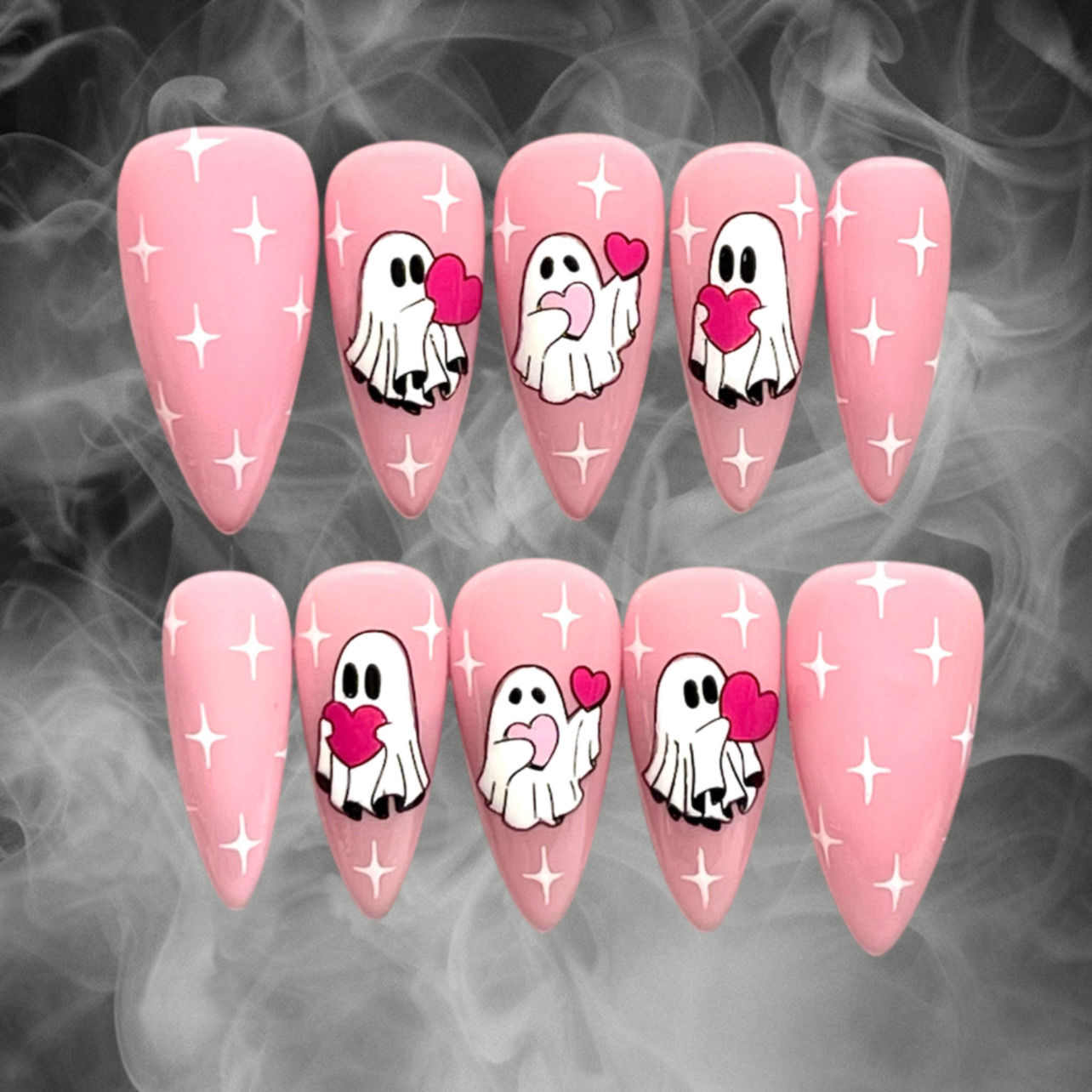 Creepy Valentine • Ghosts • Hearts & Stars • Pink