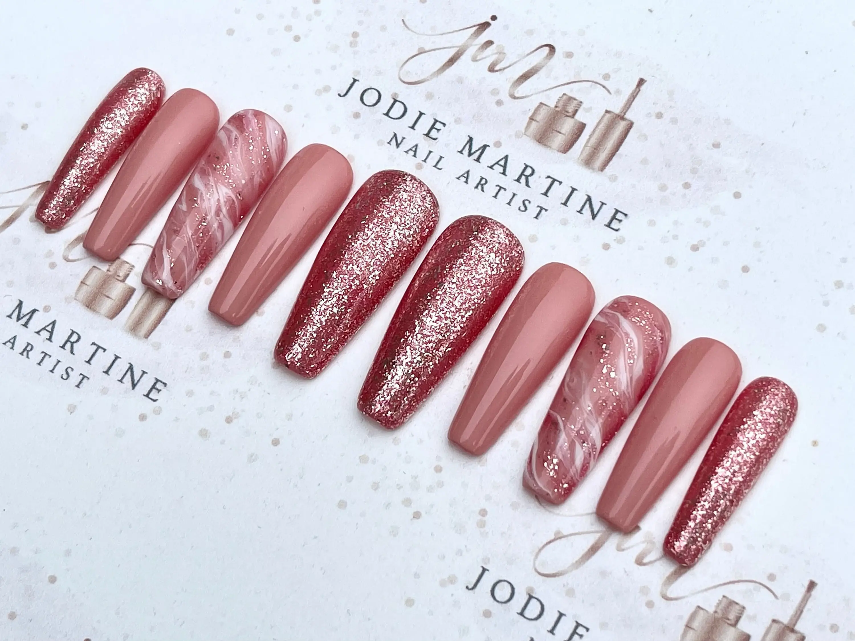Rose Gold Glitter • Nude pink & Marble design