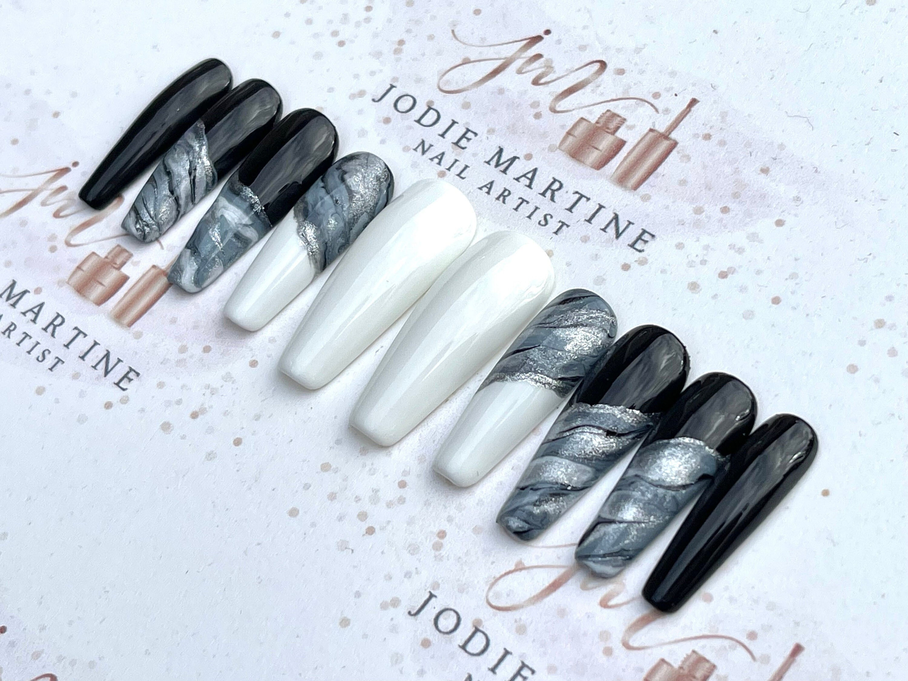 Black, White, Grey & Silver Marble Design