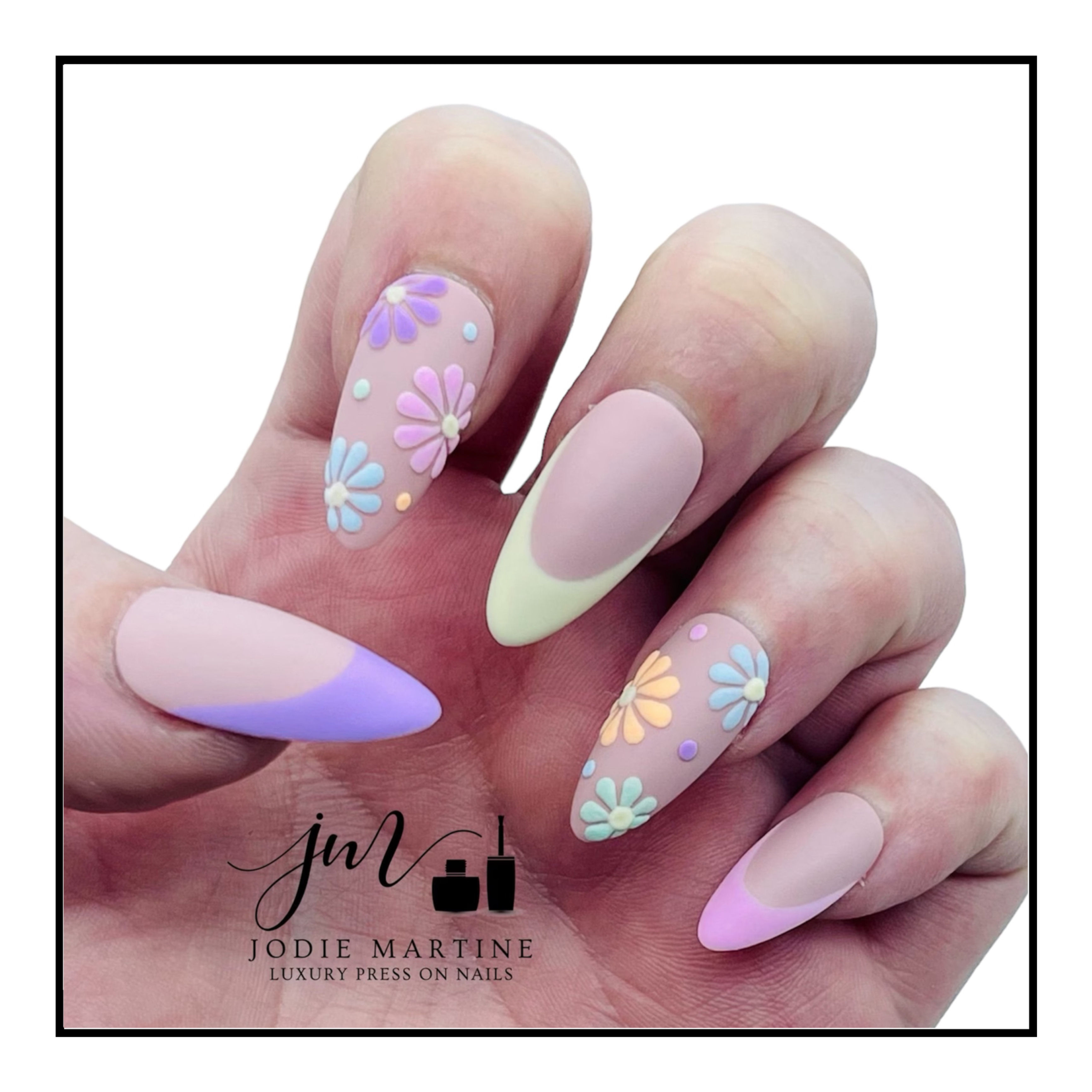 Pastel French design • 3D flowers