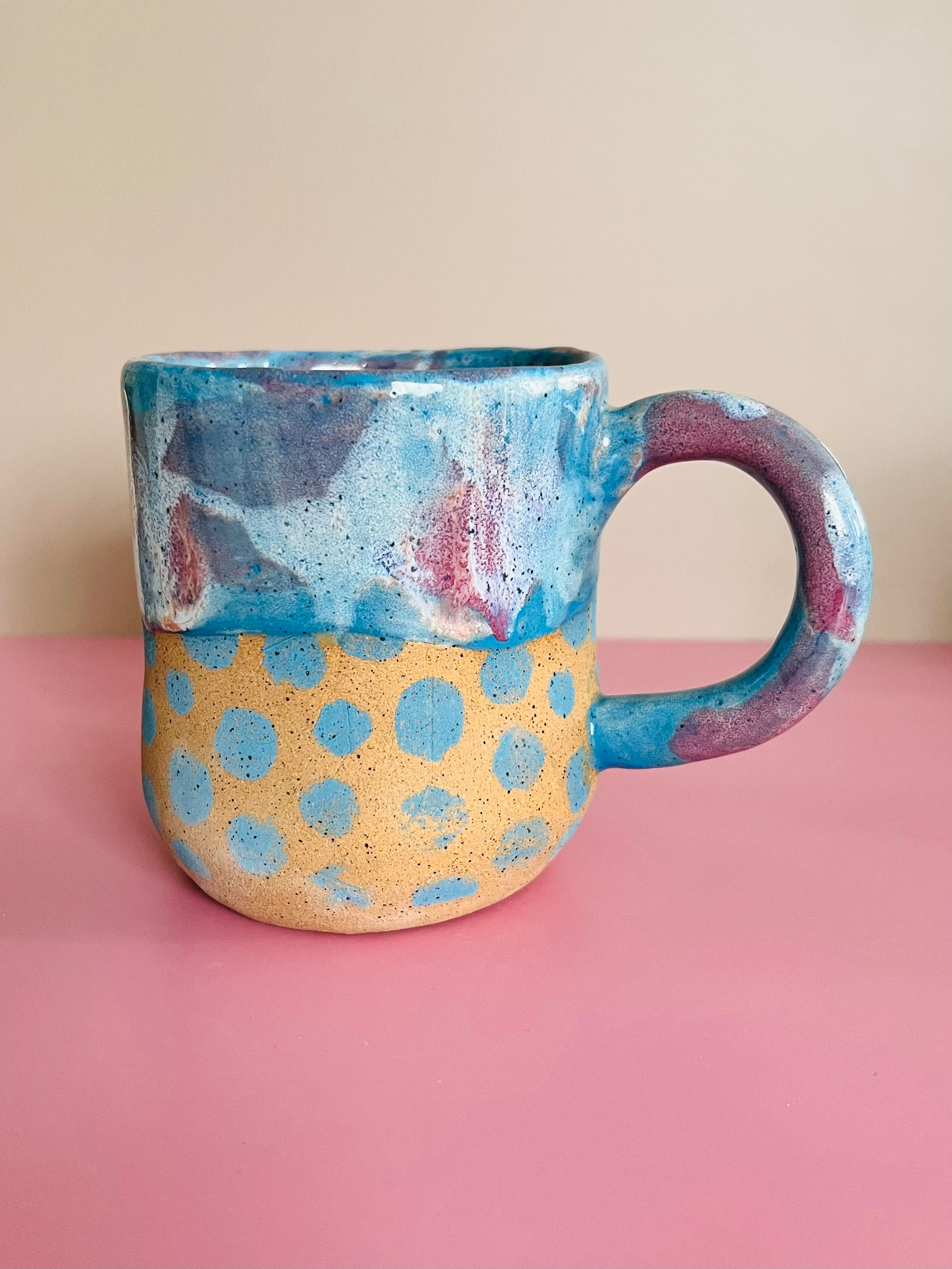 Blue Pastel Polka Dot Mug