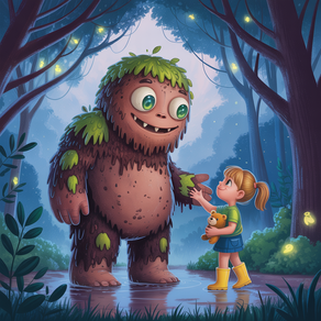 Mina und das Schlammmonster stehen im Wald