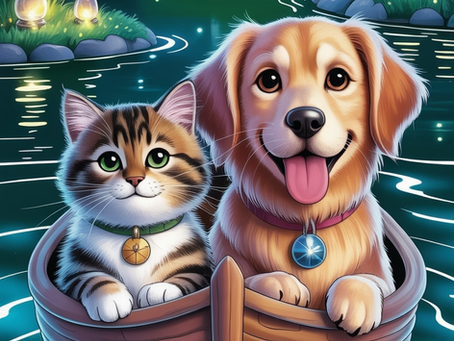 Minka und Phillip sitzen im Boot vor der Insel