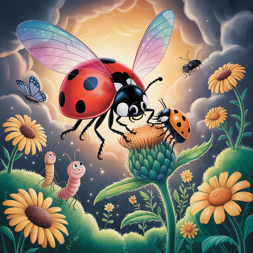 Der kleine Marienkäfer sitzt auf einer Blume