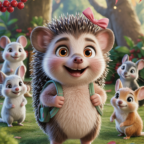 Ines Igel ist auf dem Weg zur Schule mit ihren Schulsachen