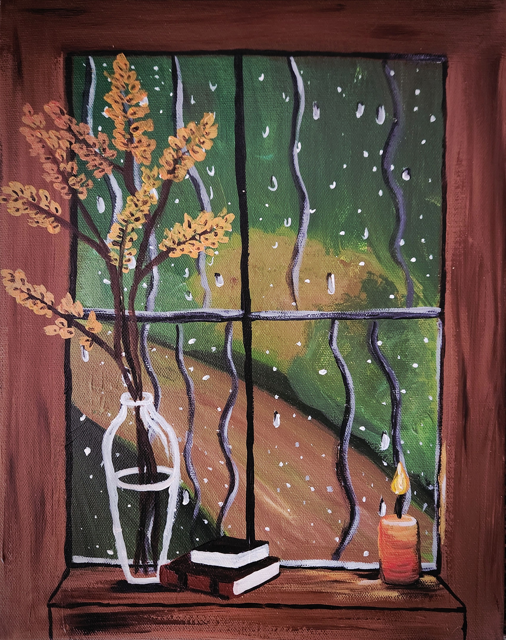 Paint night at Palouse Caboose "Fall Rainy Day"