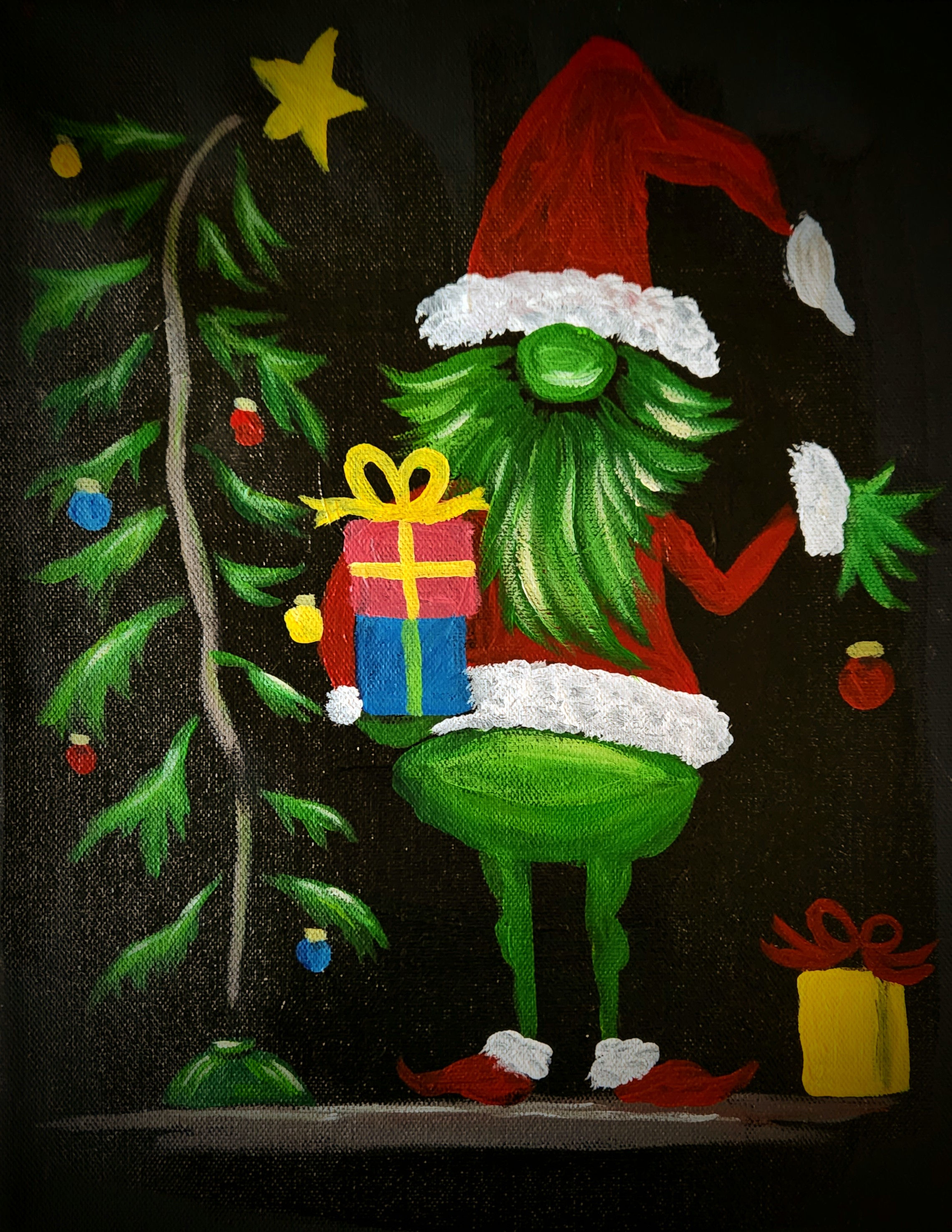 Paint night at Palouse Caboose " The gnome who stole Christmas