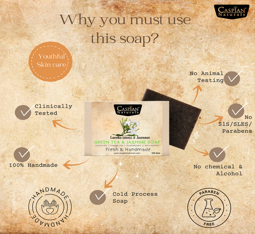 Thumbnail: Green Tea & Jasmine Hand Made Soap - 100 Gm