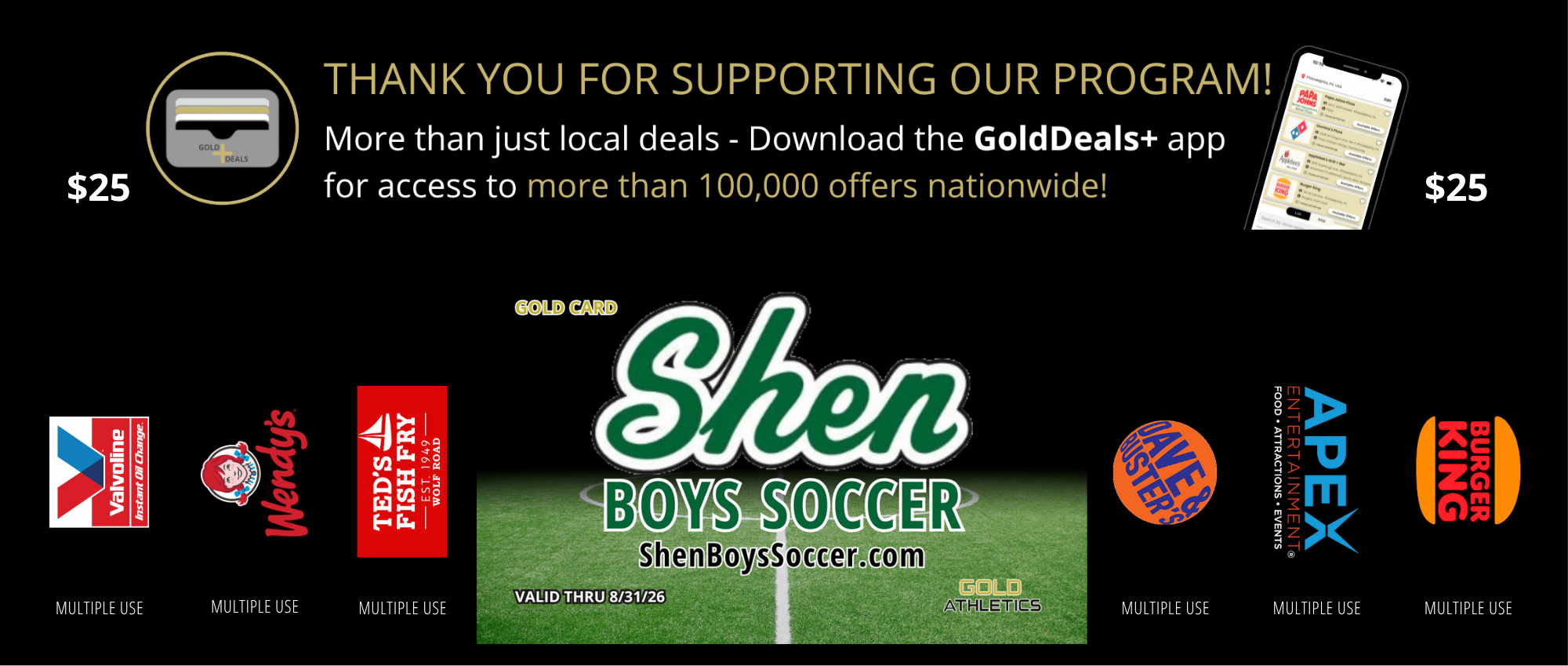 The Shen Boys Soccer team 2025 Gold Card