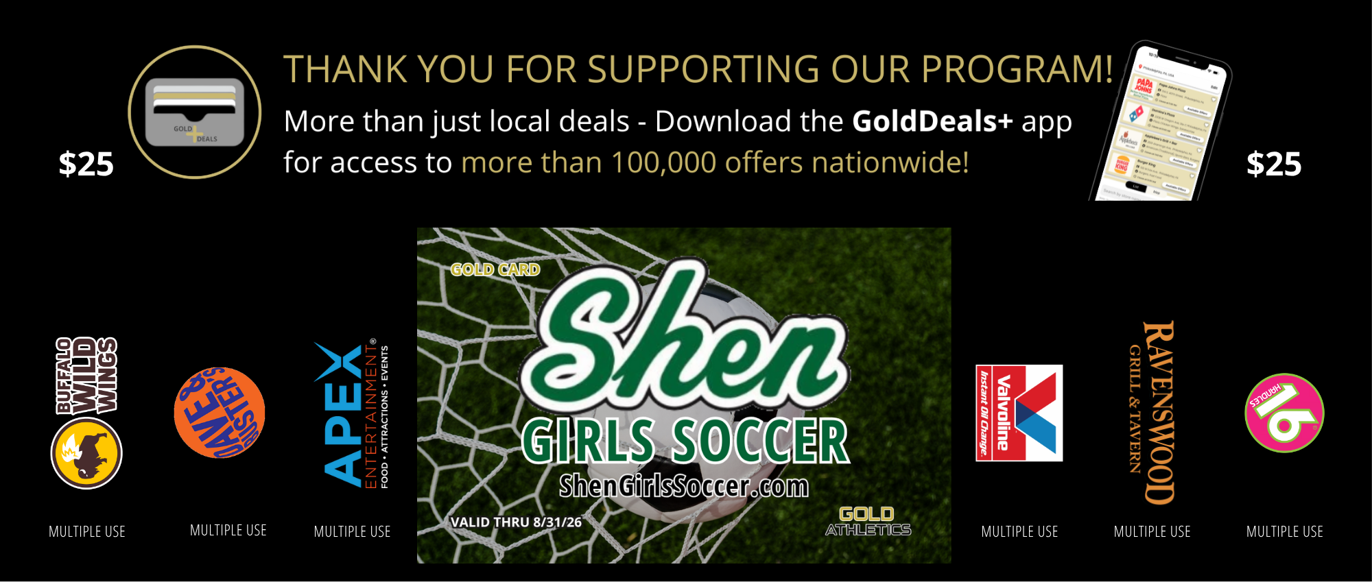 The Shen Girls Soccer team 2025 Gold Card