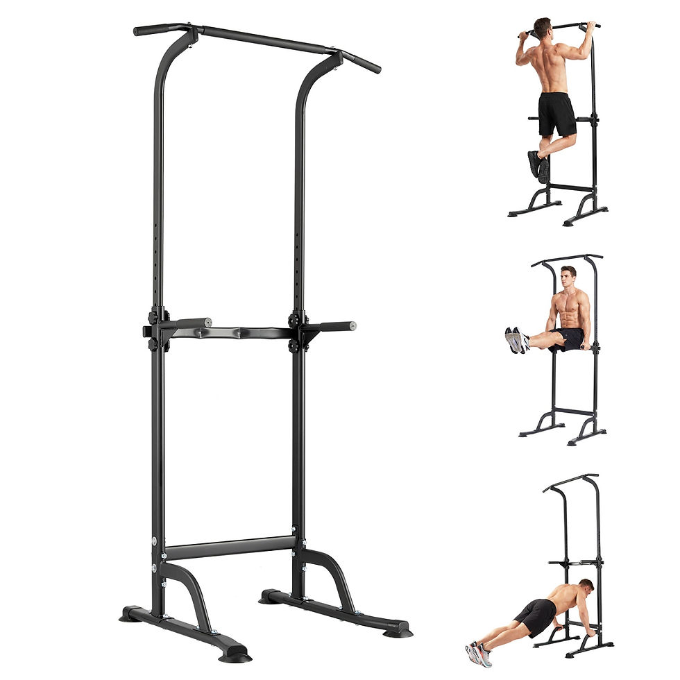 الصورة المصغرة: Adjustable power tower pull up station with exercise demos