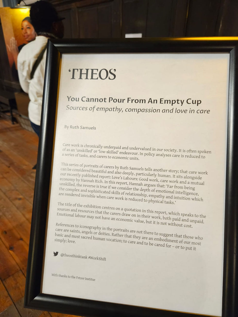 A printed essay by photography Ruth Samuels at the exhibition "You Cannor Pour From An Empty Cup"
