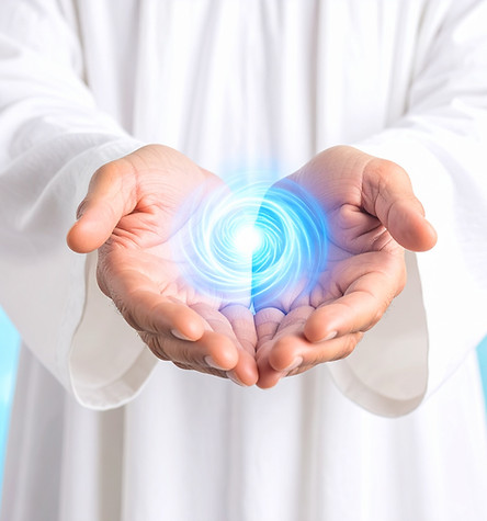 Firefly_Healer with white clothes and hands and a blue energy spiral from them 908365.jpg