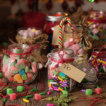 Candy under a Christmas tree